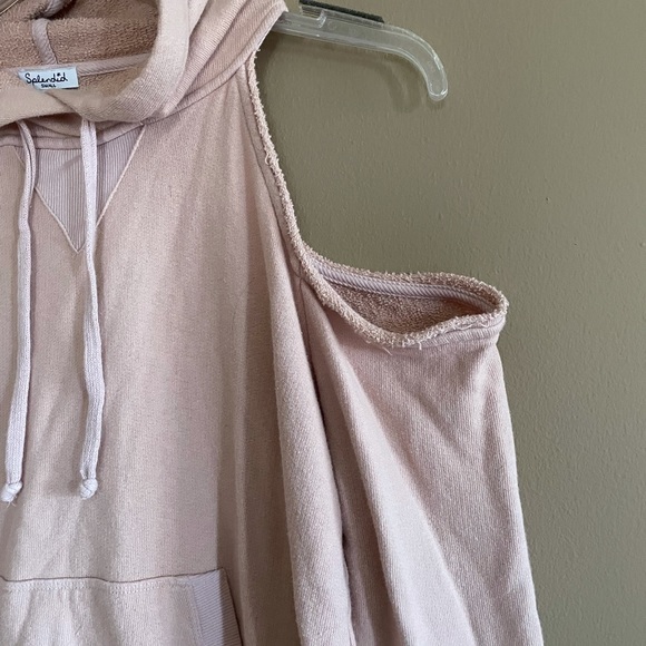 Splendid Blush Pink Open Shoulder Hooded Sweatshirt. Size S - Picture 2 of 6